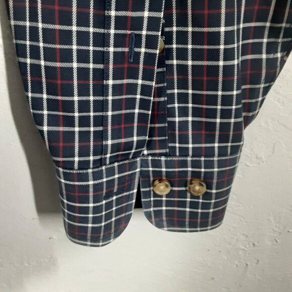Brooks Brothers Mens L Blue Plaid Check Long Sleeve Button Up Shirt Non Iron - Picture 5 of 8